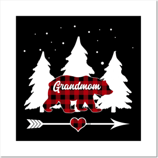 Grandmom Bear Buffalo Plaid Christmas Matching Family Pajama Posters and Art